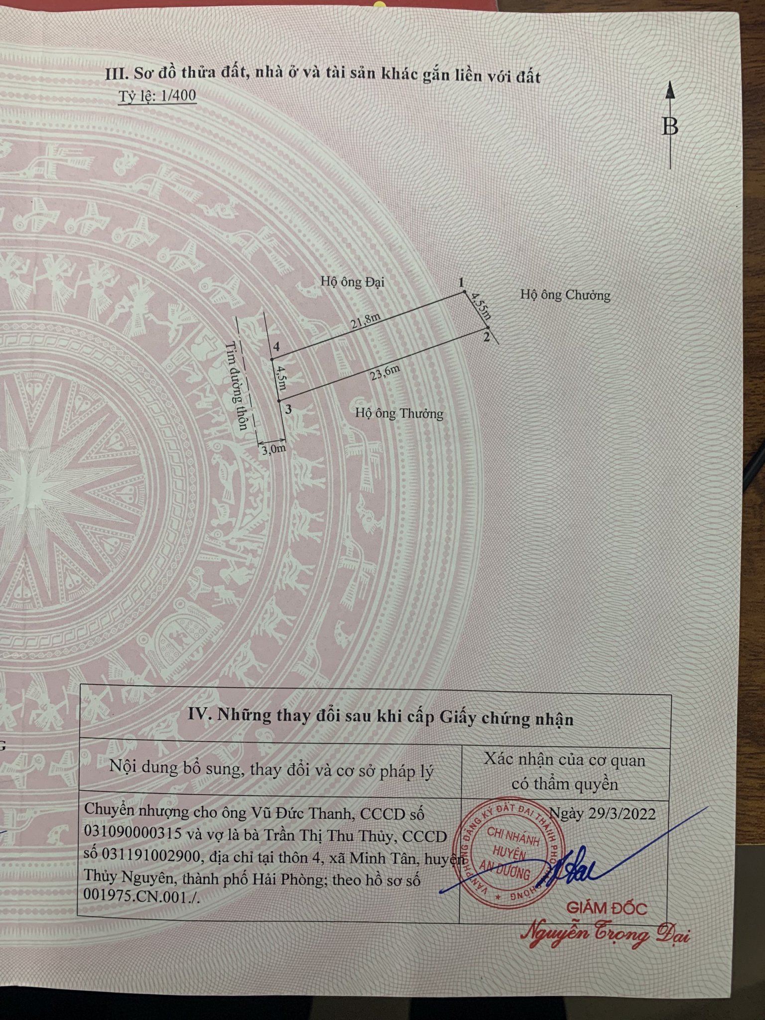 Bán lô đất trục thôn 3 Bắc Sơn, An Dương - 100m2 - mt 4,5m - 17 tr/m2