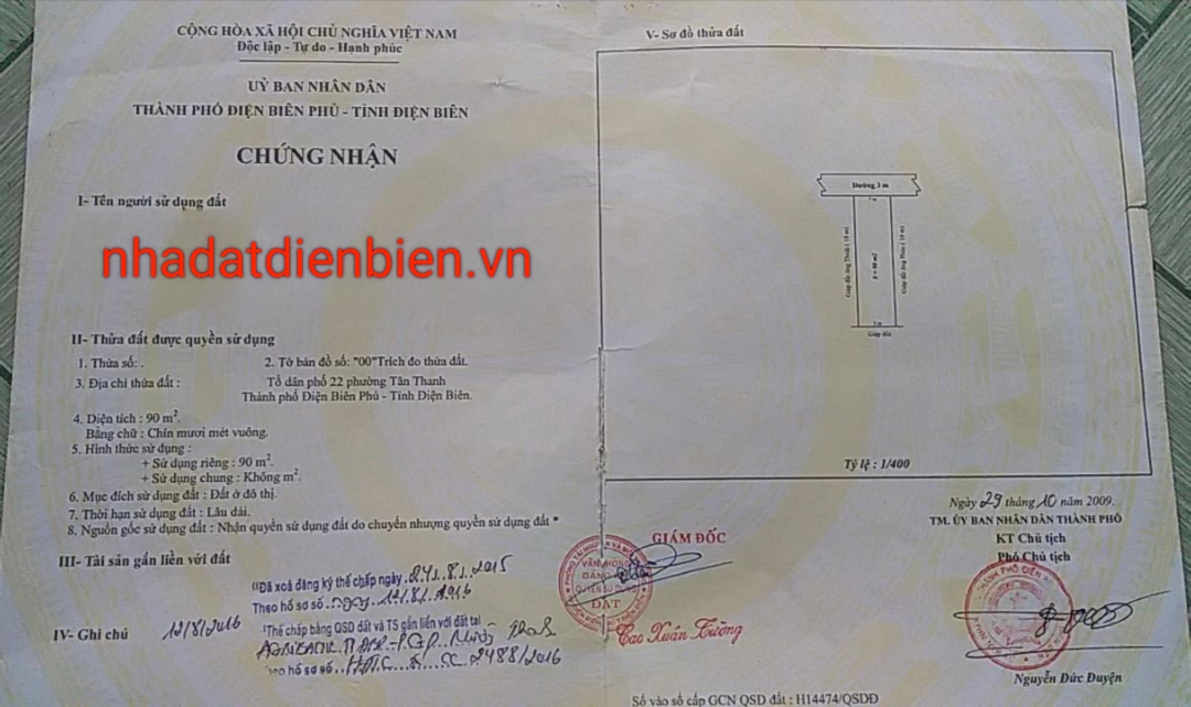 Bá.n nhà cấp 4 tại số nhà 08 tổ 7 phường Tân Thanh, thành phố Điện Biên Phủ.