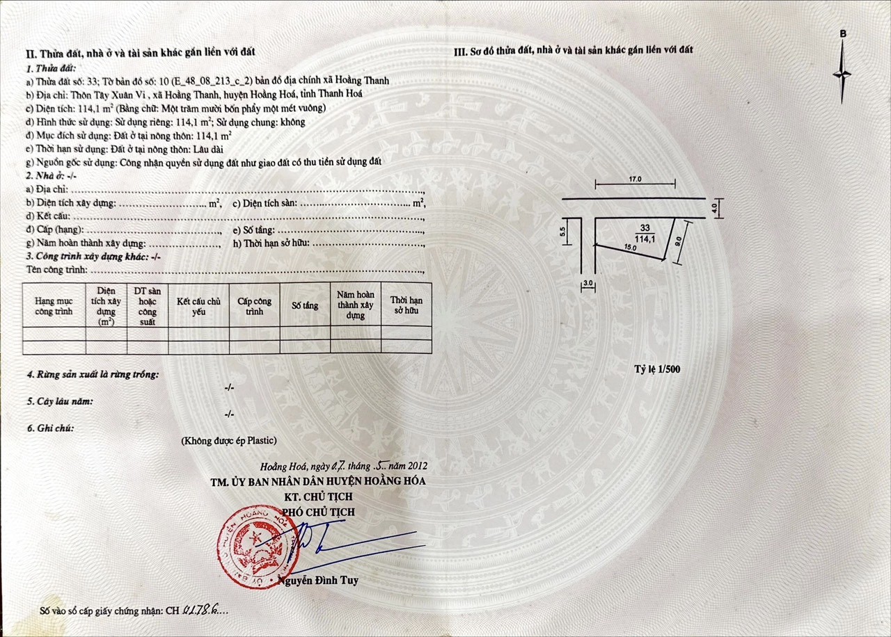 Lô Góc 114m full thổ cư, ngay bãi biển Hải Tiến, giá 600tr