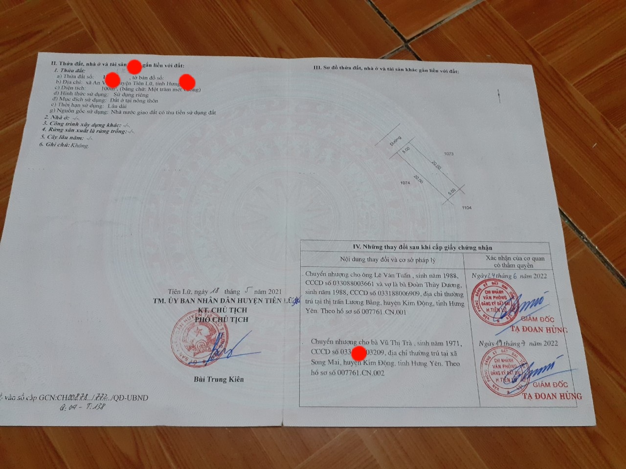 BÁN CẮT LỖ LÔ ĐẤT TẠI XÃ AN VIÊN, HUYỆN TIÊN LỮ, HƯNG YÊN.