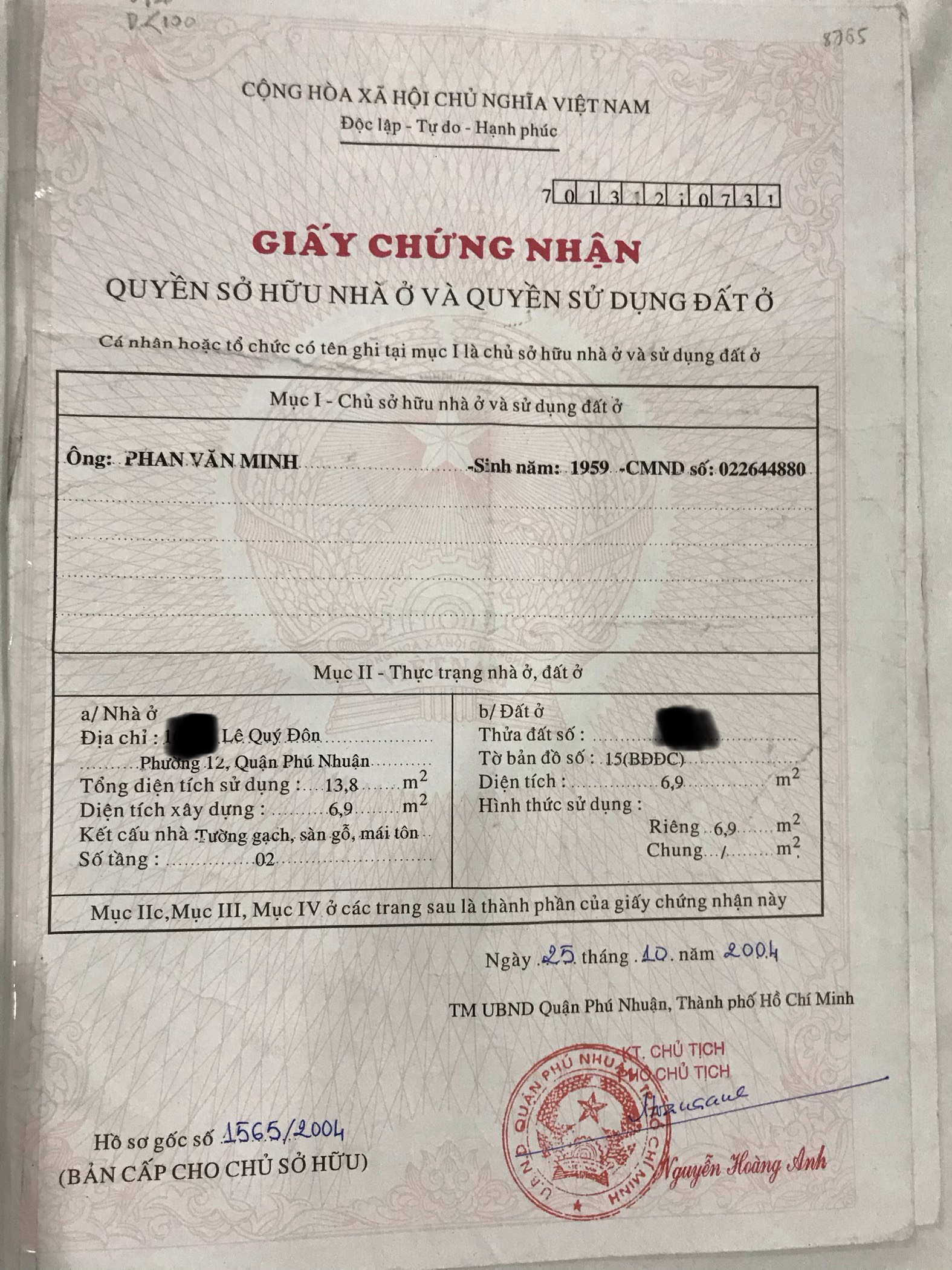 Chính chủ cần bán gấp Nhà Phường 12, Quận Phú Nhuận