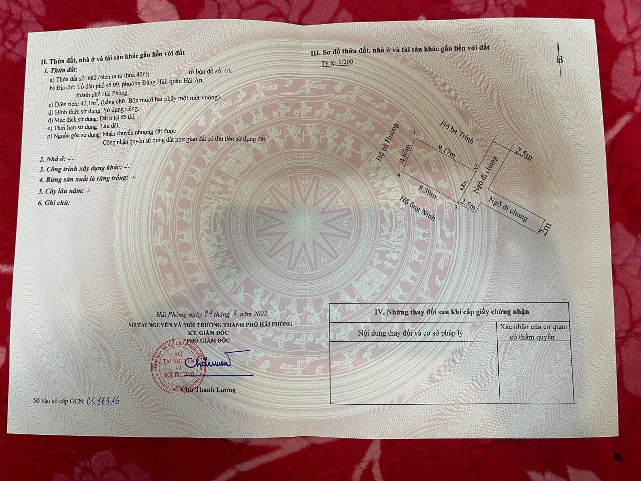 Bán lô đất 42 M đường Tiền Phong Đằng Hải chỉ 1ty050tr