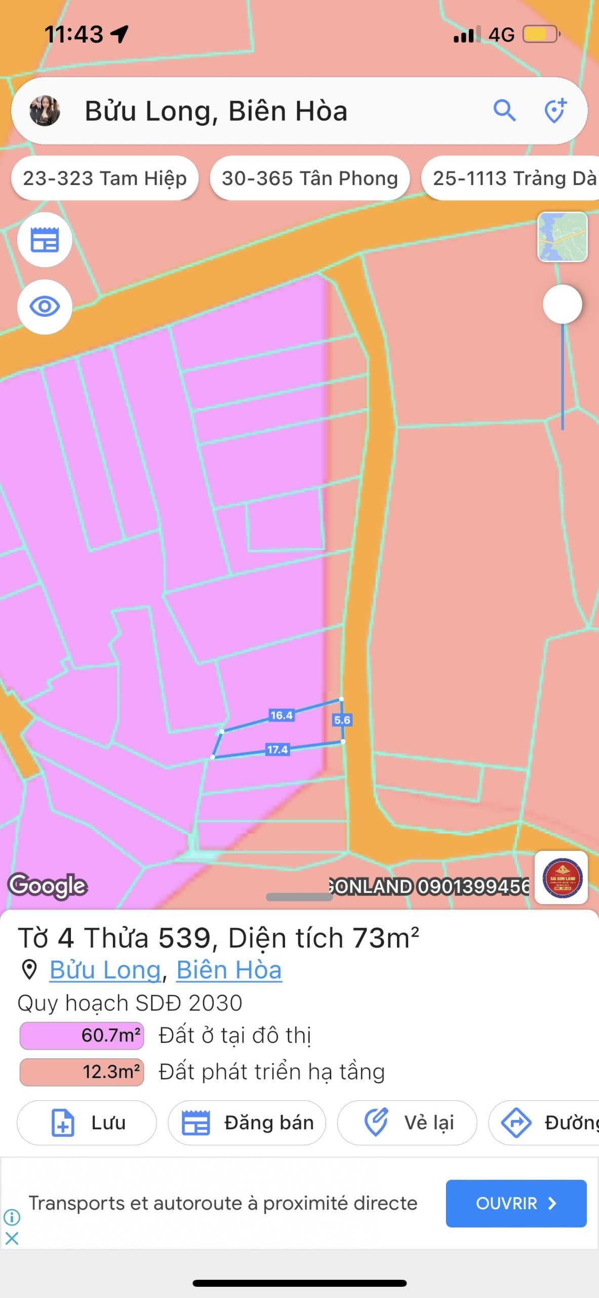 hàng đầu tư đg xe hơi 1ty770 Bửu Long sổ riêng thổ cư.