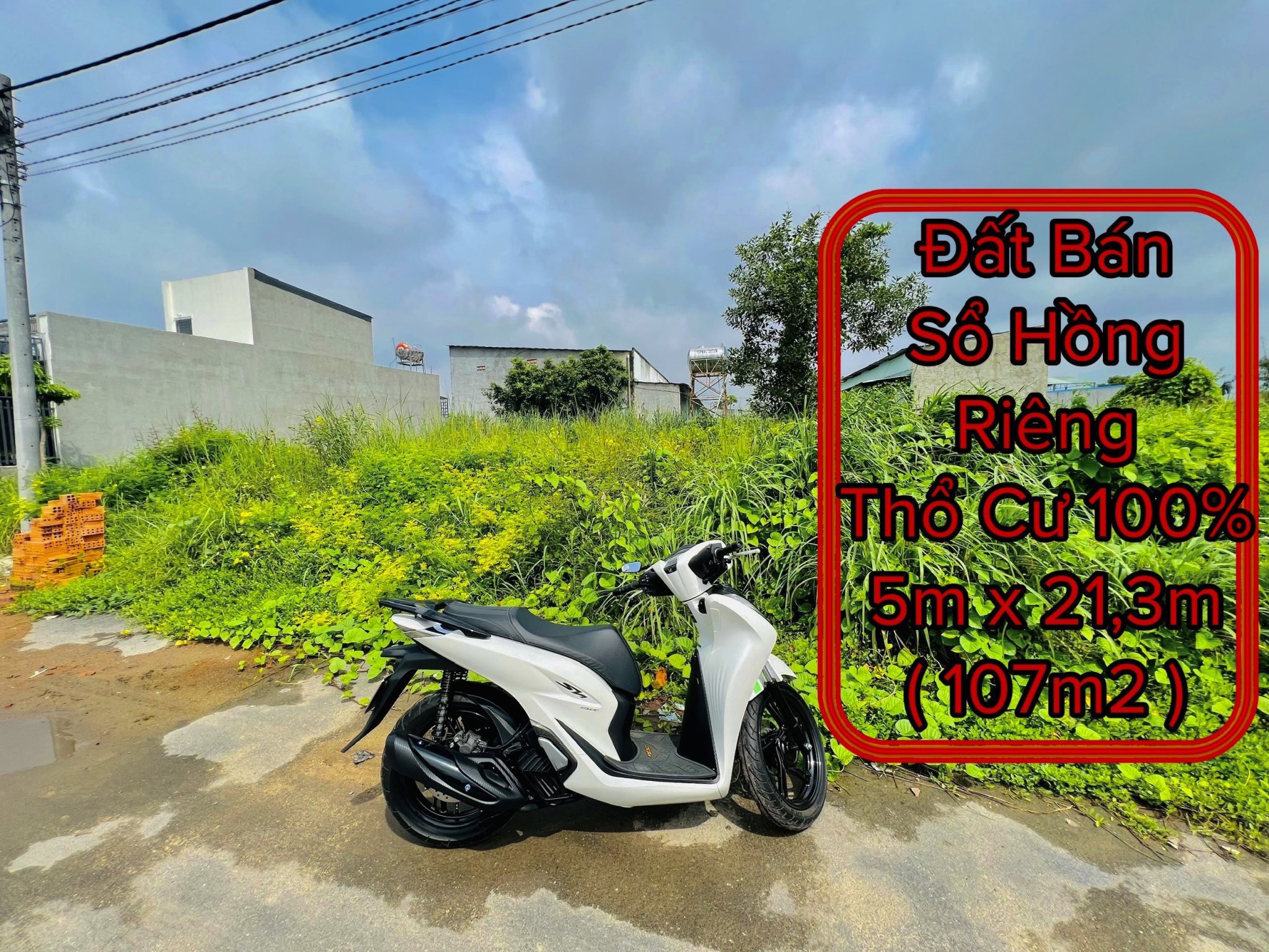 Đất 107m2 Vuông đẹp sổ riêng thổ cư đường 2 xe hơi và vỉa hè TT.Trảnh Bom 1T579tr