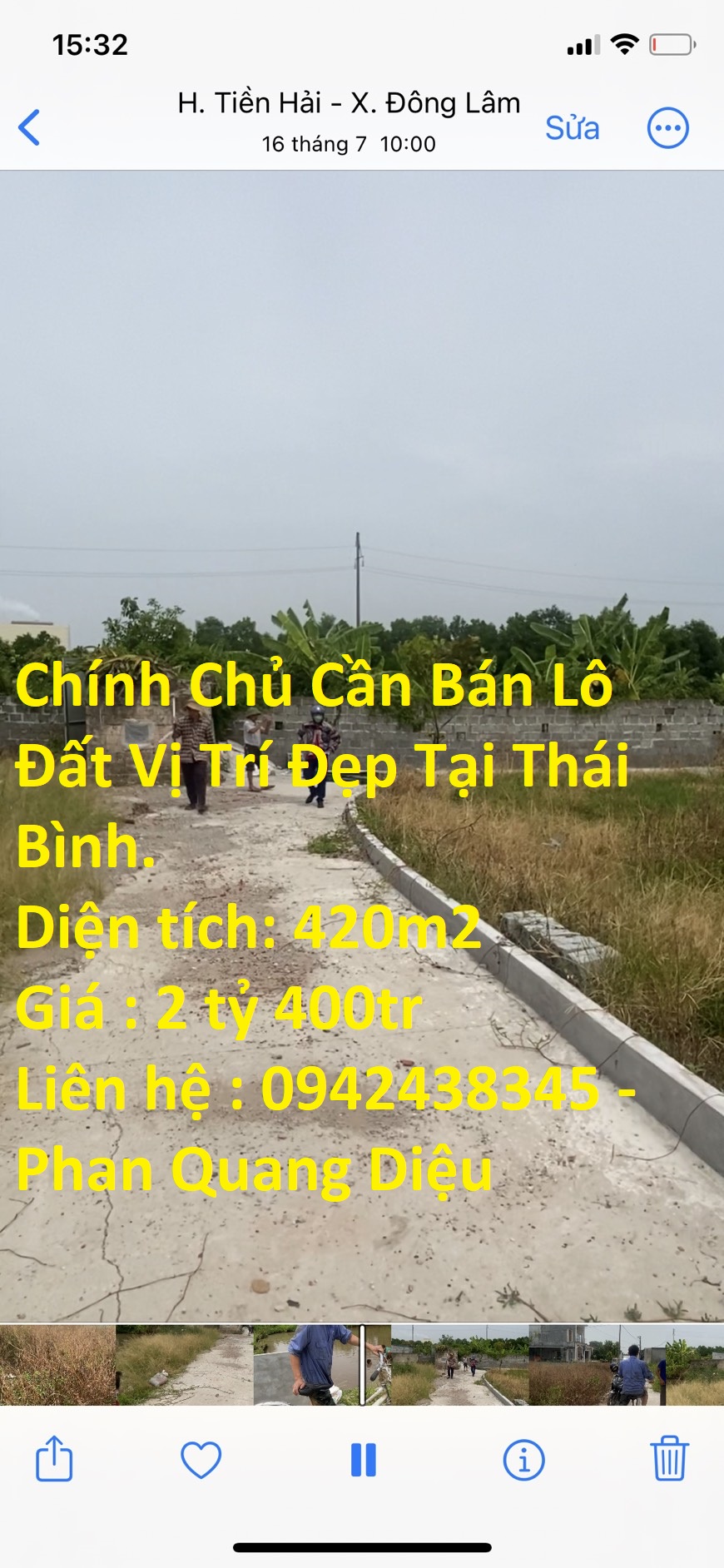 Chính Chủ Cần Bán Lô Đất xã Đông Lâm, huyện Tiền Hải, tỉnh Thái Bình.