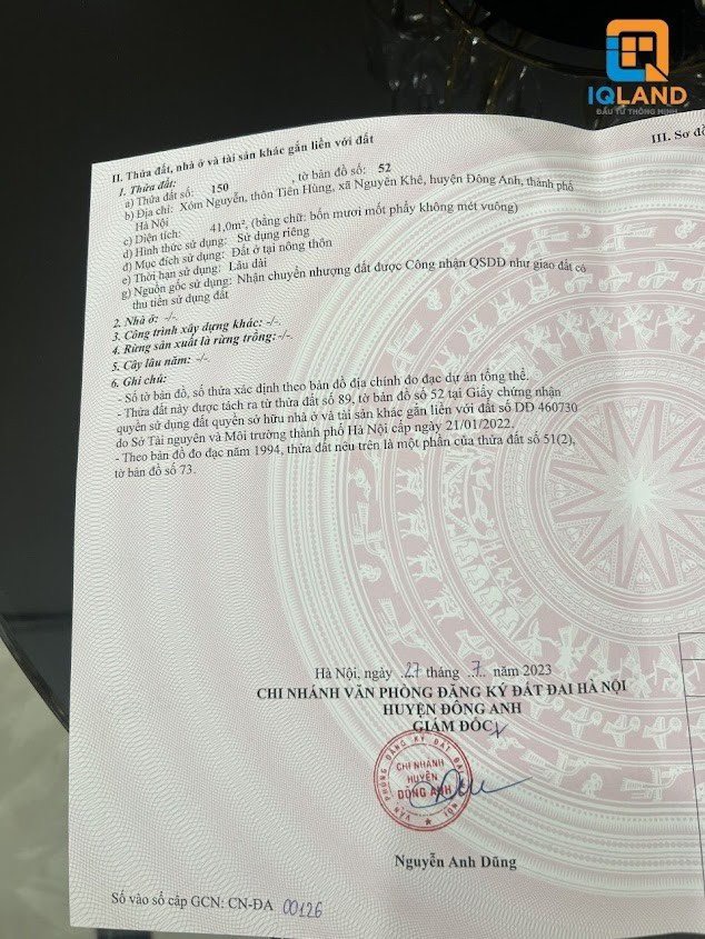 CHỈ HƠN 1 TỶ AC CÓ NGAY MẢNH ĐẤT NHỎ XINH, ĐƯỜNG OTO TẠI HUYỆN ĐÔNG ANH, HÀ NỘI.