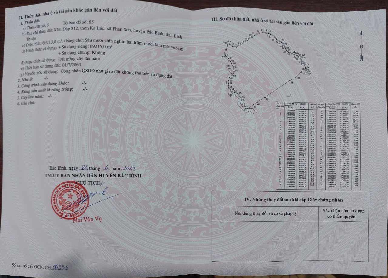 Gần 7ha đất CLN View Núi - 2 mặt tiền đường - Gía chỉ 50k/m2 đầu tư bao lời.