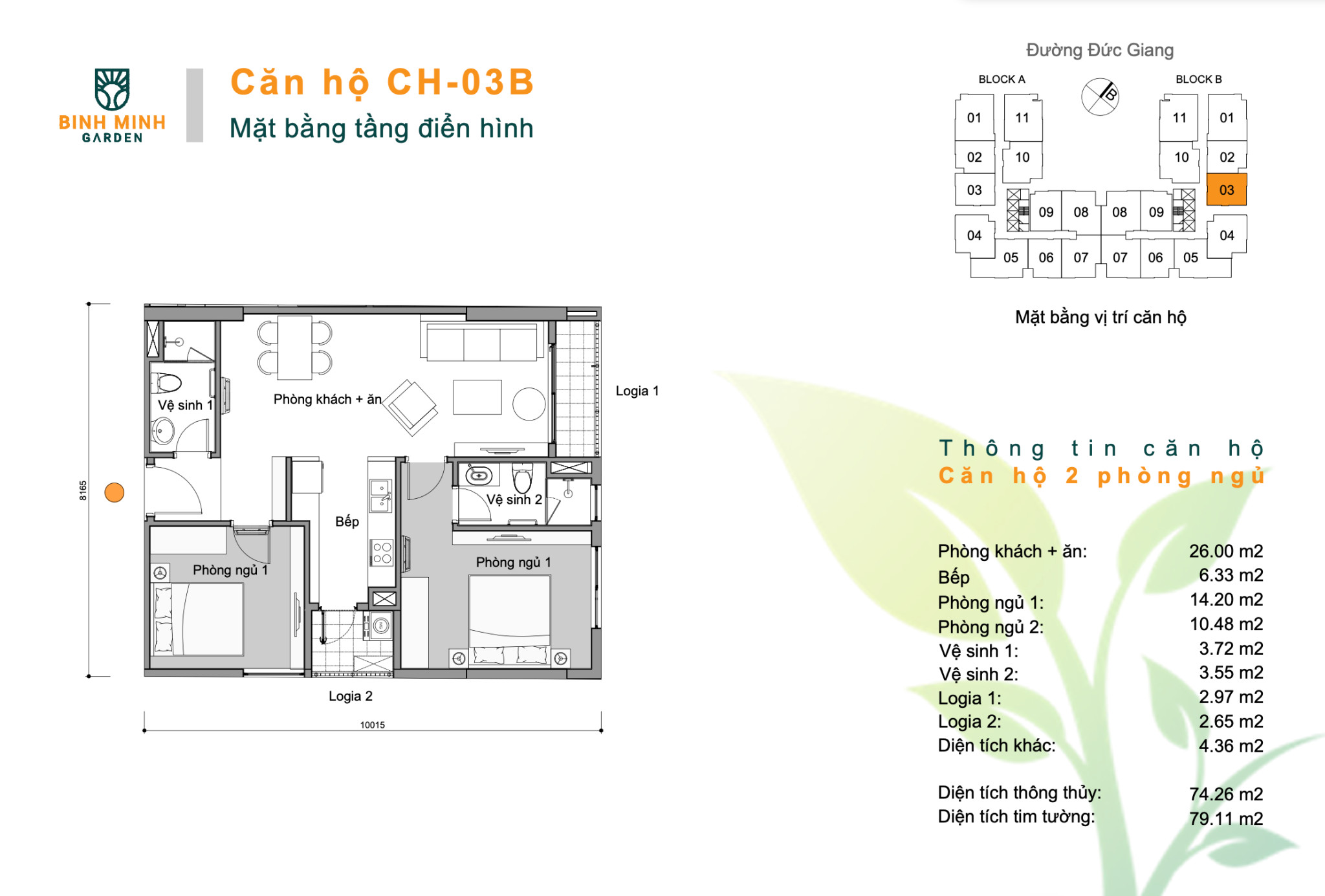 Chính chủ cần chuyển nhượng lại căn hộ 2PN/74m2 dự án Chung cư Bình Minh Garden, Đức Giang, Long Biên. Gia tốt