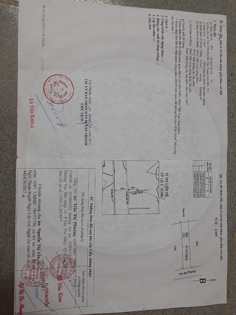 ** CHÍNH CHỦ BÁN LÔ ĐẤT TẠI XÃ TÓC TIÊN - TX. PHÚ MỸ - TỈNH BÀ RỊA VŨNG TÀU **