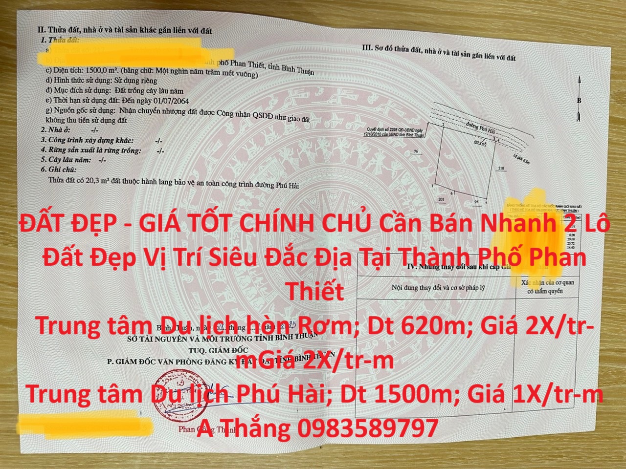 ĐẤT ĐẸP - GIÁ TỐT CHÍNH CHỦ Cần Bán Nhanh 2 Lô Đất Đẹp Vị Trí Siêu Đắc Địa Tại Thành Phố Phan Thiết.