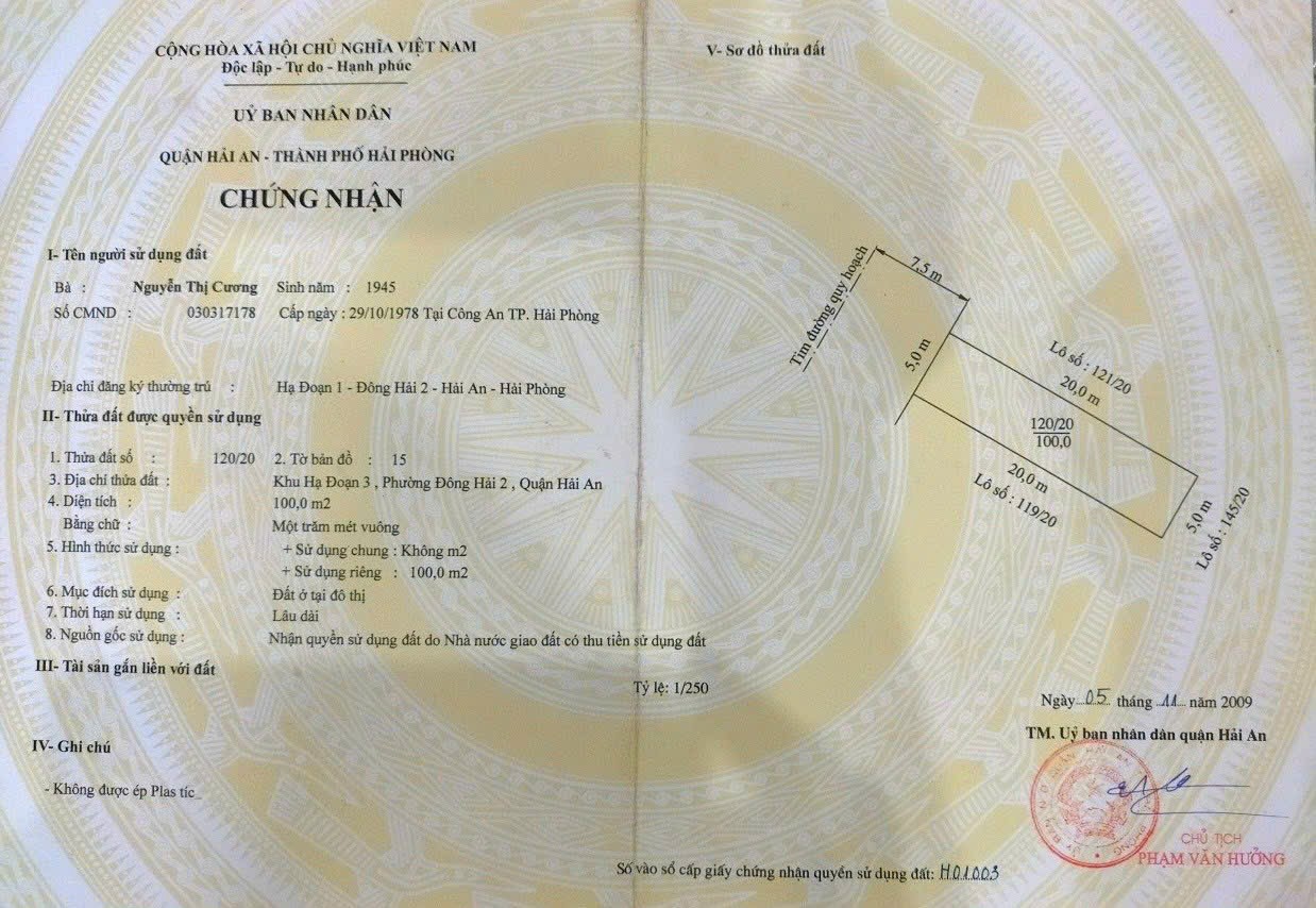 Bán mảnh đất 100 M ngnag 5 Tái định cư Hạ Đoạn Đông Hải 2 Hải An.