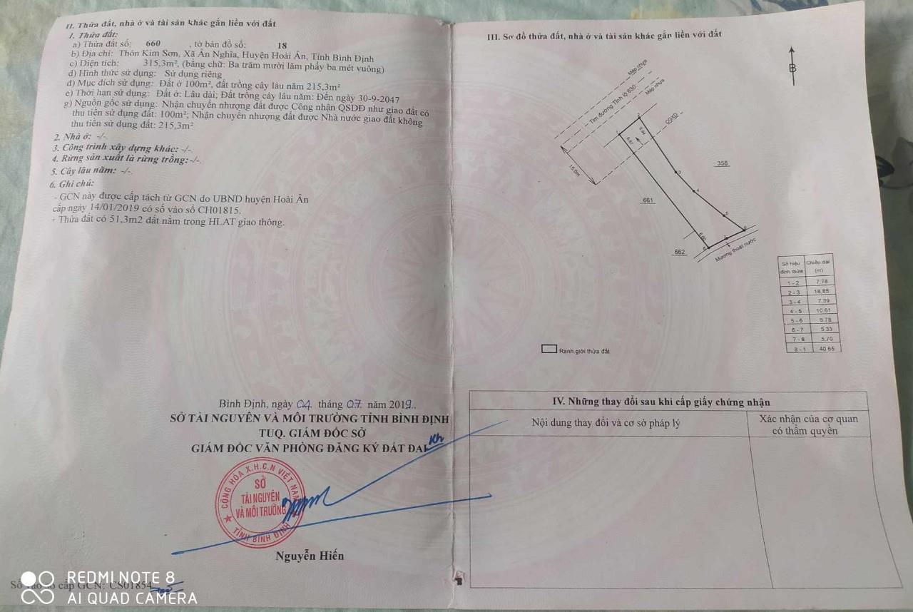 ĐẤT MẶT TIỀN - GIÁ ĐẦU TƯ - CHÍNH CHỦ Cần Bán Lô Đất Tại Hoài Ân - Bình Định.