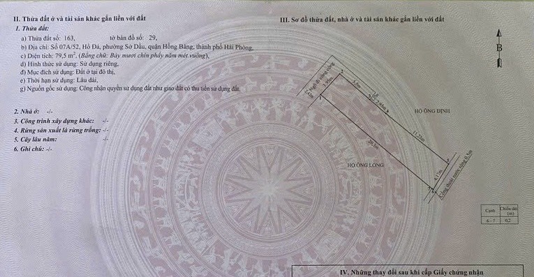 Chào bán lô đất Siêu hiếm lô đất gần 80m2 Hồ Đá, Sở Dầu, Hồng Bàng chỉ 1,35 tỷ.