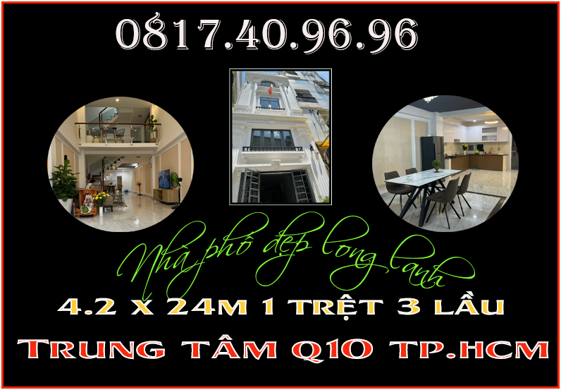 HÉT TIỀN bán rẻ nhà xinh 4.2 x 24m 1 trệt 3 lầu Q10 TP.HCM.