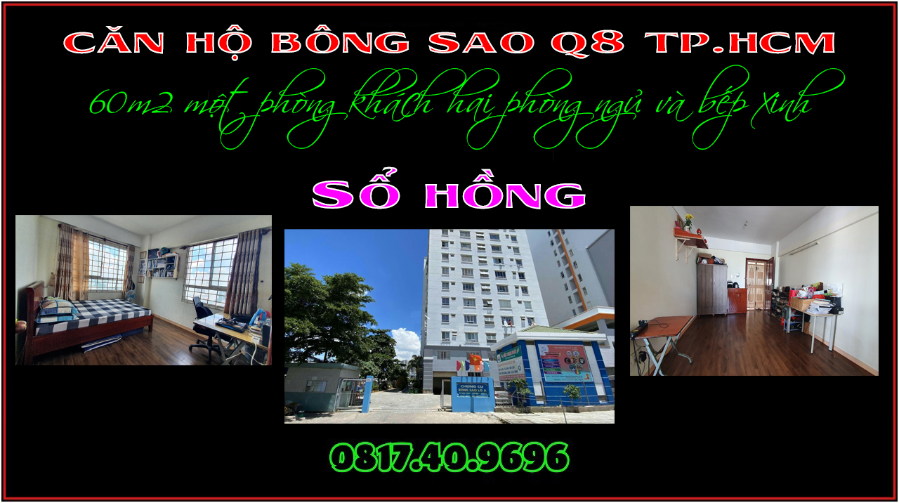 BÁN RẺ CĂN HỘ BÔNG SAO SỔ HỒNG 60m2 Q8 TP.HCM.