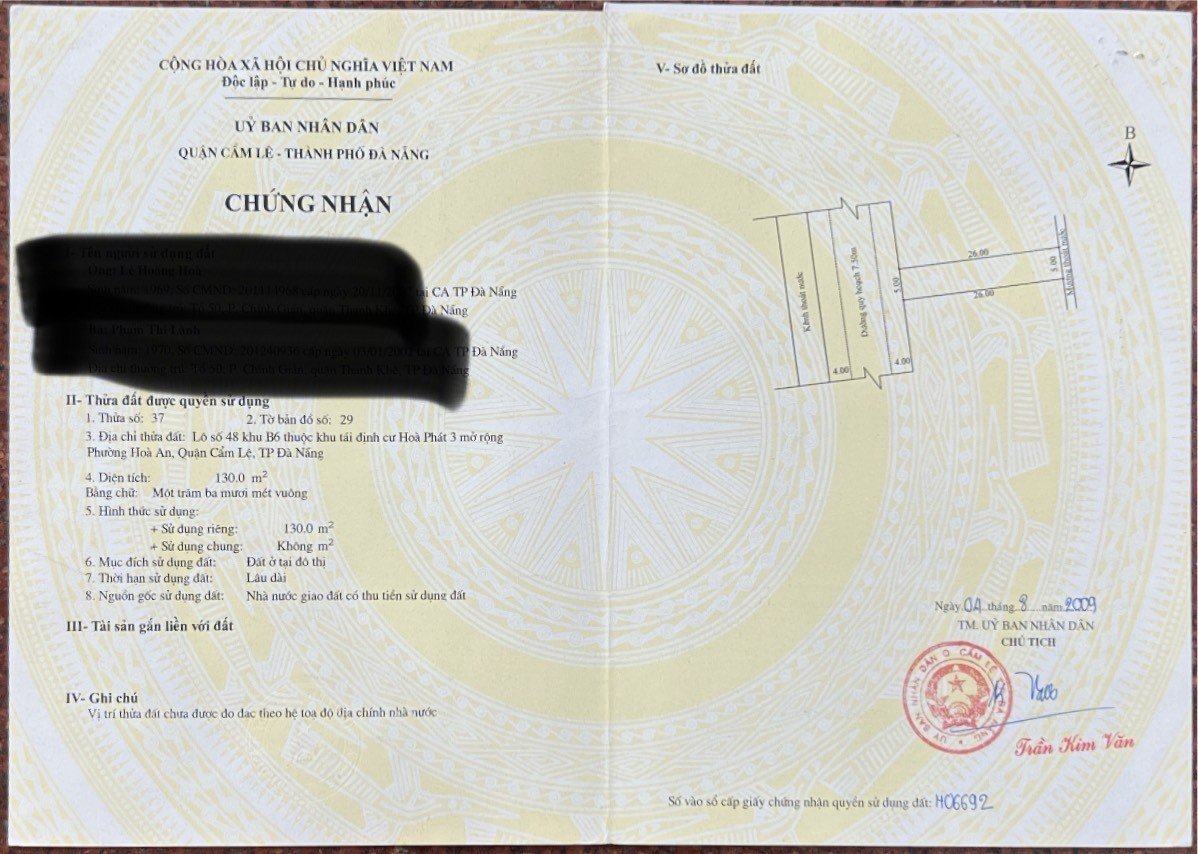 chính chủ bán đất nền sổ sẳn 1300m2 cực đẹp trung tâm Đà Nẵng, có bán lẻ, giá Thương lượng.