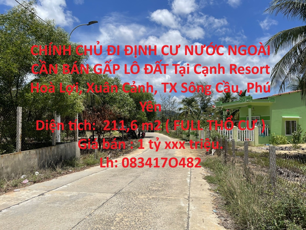 CHÍNH CHỦ ĐI ĐỊNH CƯ NƯỚC NGOÀI CẦN BÁN GẤP LÔ ĐẤT Tại TX Sông Cầu - Phú Yên.