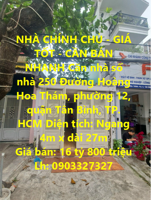 NHÀ CHÍNH CHỦ - GIÁ TỐT - CẦN BÁN NHANH Căn nhà tại quận Tân Bình, TPHCM.