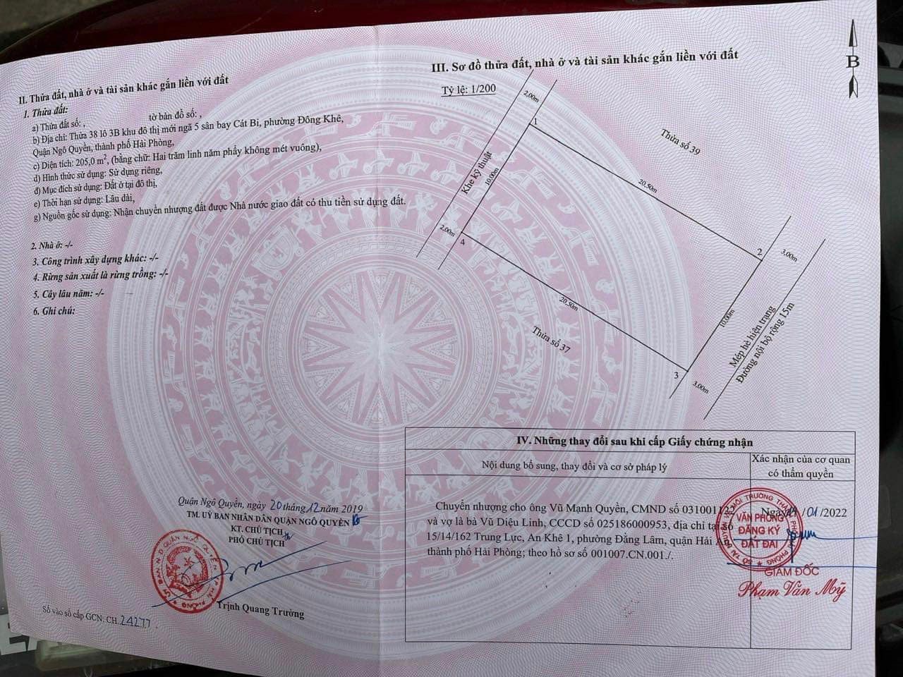 Bán lô đất 205M Tuyến 3 Lê Hồng Phong lô 3B.