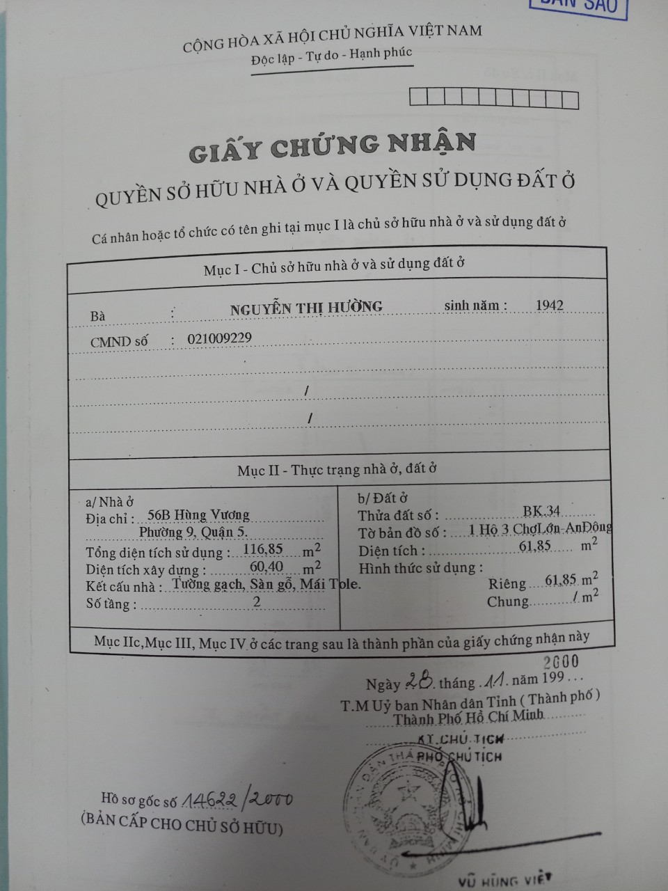 231 Hùng Vương, P9, Q.5DT: 4.2 x 15 CN 62m2Kết cấu: trệt + 1 lầu2 Mặt tiền trước sau, 1 mặt đường HV, 1 mặt Hẻm.