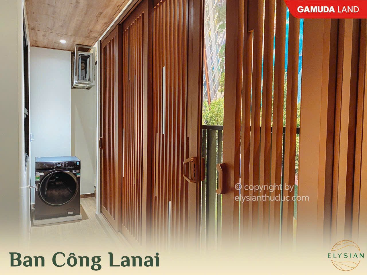 Căn hộ Lanai 2 PN - ban công rộng đến 1,8m. Đẹp nhất Thủ Đức.
