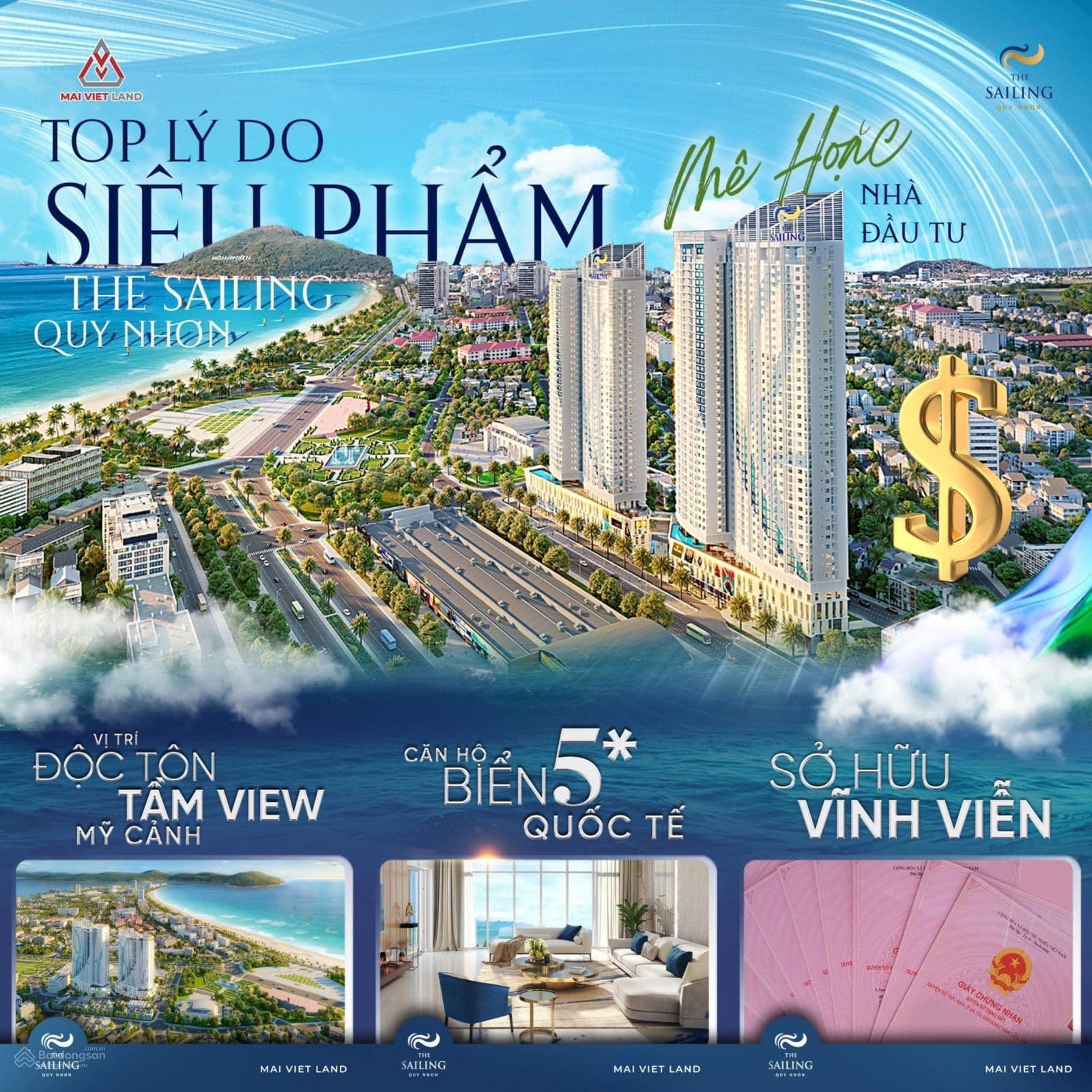 Căn hộ The Sailing 3 mặt tiền đường tại trung tâm TP Quy Nhơn - sở hữu lâu dài