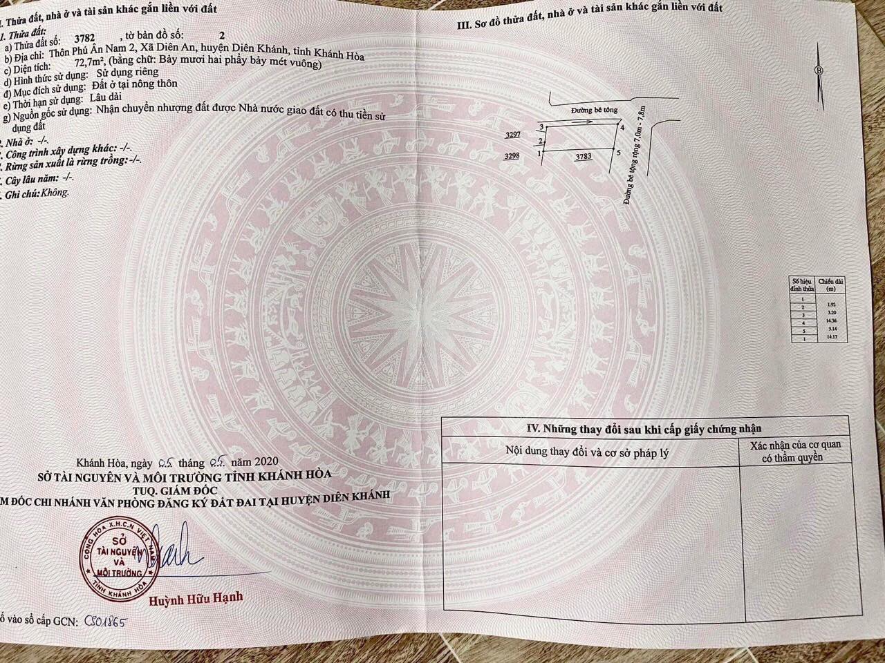 Bán lô góc 2 mặt tiền ngay đường Thông Tin Diên An - Diên Khánh.