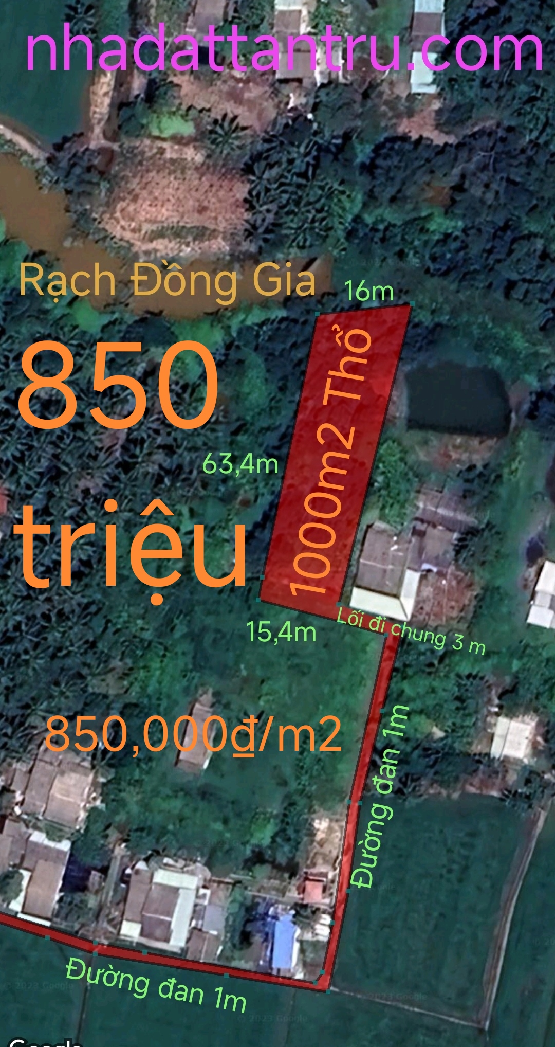 Bán gấp lô đất thổ vay vốn ngân hàng giá 1 tỷ hạ còn 850 triệu.