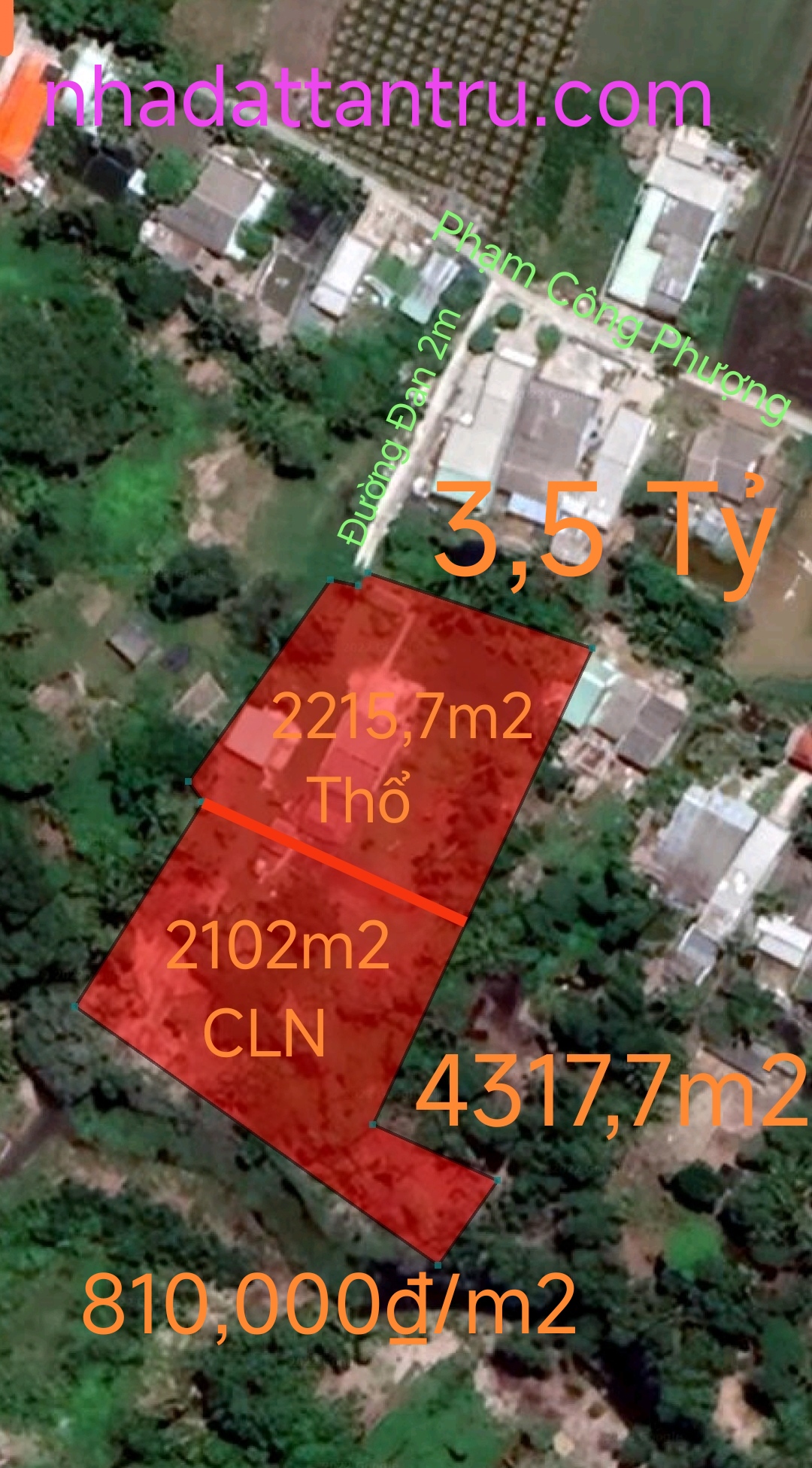 Bán hạ giá lô đất thổ vườn Tân Trụ vay ngân hàng đối diện khu dân cư giá 3,5 tỷ.