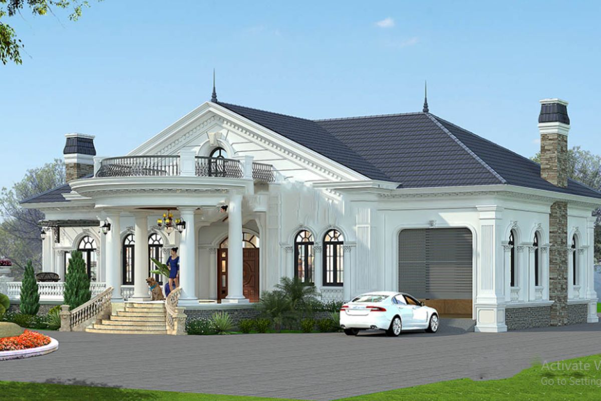 Biệt thự mái nhật 1 tầng được thị trường đánh giá cao bởi vẻ đẹp nhẹ nhàng, tinh tế của tổng thể kiến trúc