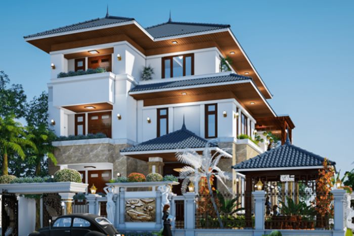Biệt thự mái Nhật 3 tầng là một kiểu kiến trúc độc đáo, phù hợp với những gia đình đông thành viên Biệt thự mái Nhật 3 tầng là một kiểu kiến trúc độc đáo, phù hợp với những gia đình đông thành viên