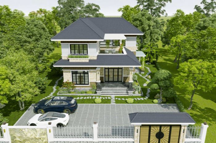 Điểm nhấn nổi trội nhất của biệt thự nhà vườn chính là diện tích phần sân vườn cực lớn và mật độ xây dựng thấp Điểm nhấn nổi trội nhất của biệt thự nhà vườn chính là diện tích phần sân vườn cực lớn và mật độ xây dựng thấp