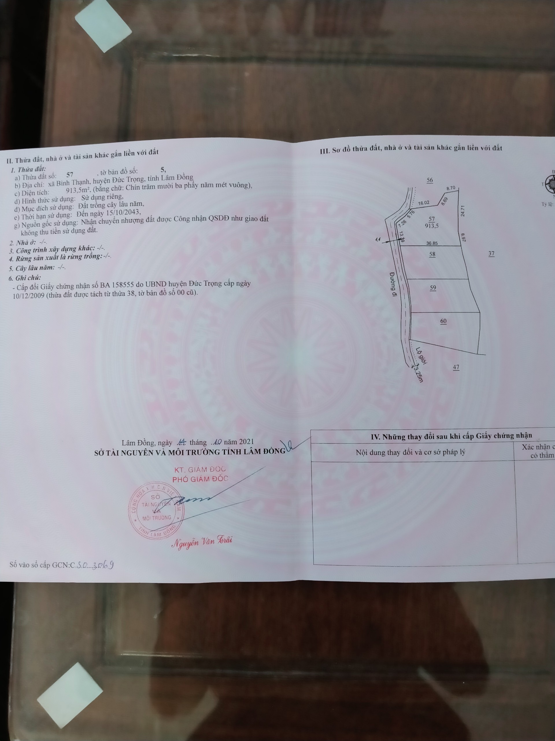 Tôi Chính chủ cần bán đất Xã Bình Thạch, Huyện Đức Trọng, Tỉnh Lâm Đồng..