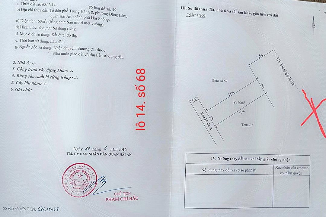 Bán đất lô 14 tuyến 2 Lê Hồng Phong, diện tích 60m GIÁ 75 triệu/m cực đẹp.