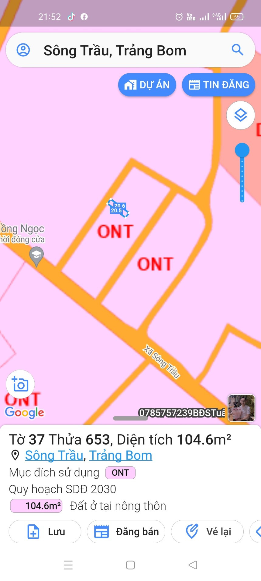 bán nhanh lô đất sổ đỏ full thổ cư tại Xã Sông Trầu, Huyện Trảng Bom, Đồng Nai.