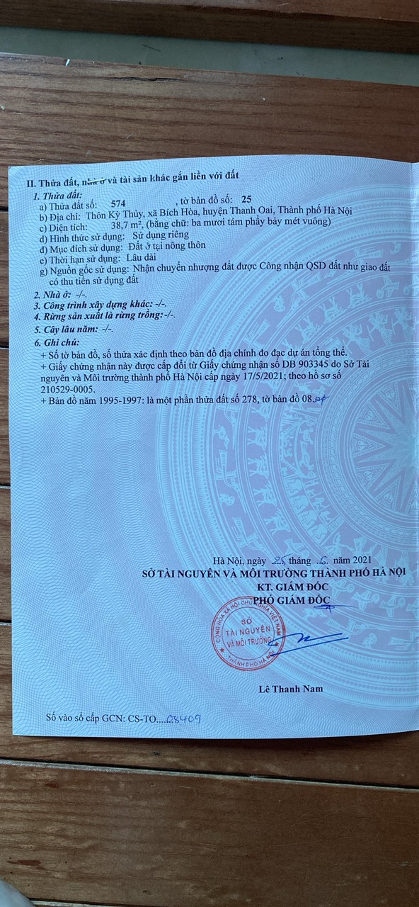 Chính chủ bán 39m2 đất Bích Hòa,Thanh oai,ngõ to,gần đường oto.