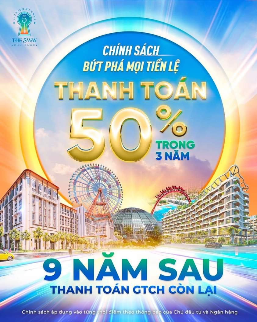 BỎ RA 50% LÀ SỞ HỮU ĐƯỢC CĂN HỘ BIỂN THE5WAY VIEW TRIỆU ĐÔ TẠI PHÚ QUỐC