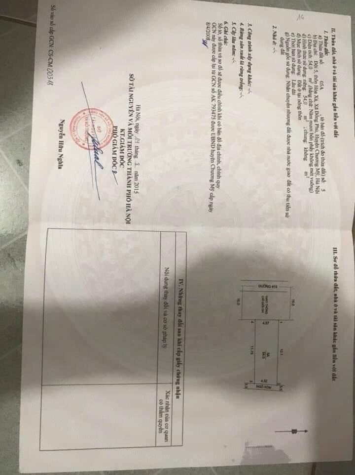 trục đường kinh doanh mỏi mặt hàng tinh lộ 419 vị trí lô đất tại thôn đội 5 hòa xã đồng phú chương mỹ hà nội dt 54 m