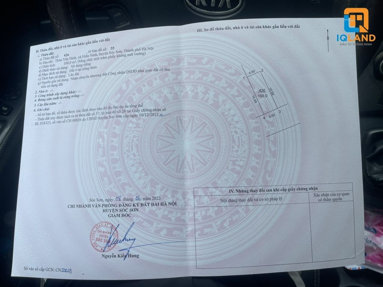 Cần bán lô 100m² tại Yên Ninh, Hiền Ninh, đường trước đất 5m (đường bìa làng).