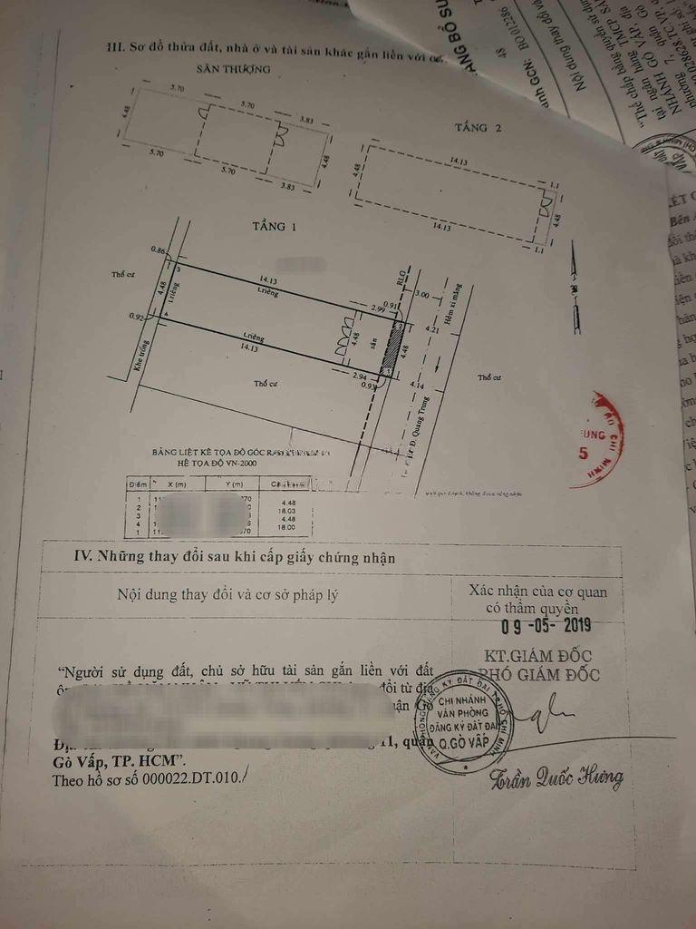 Bán Nhà 1T2L - 81 m2 4,5 x 18 HXT 1/ Quang Trung, gần chợ HTT, sát trước mặt 8,45 tỷ
