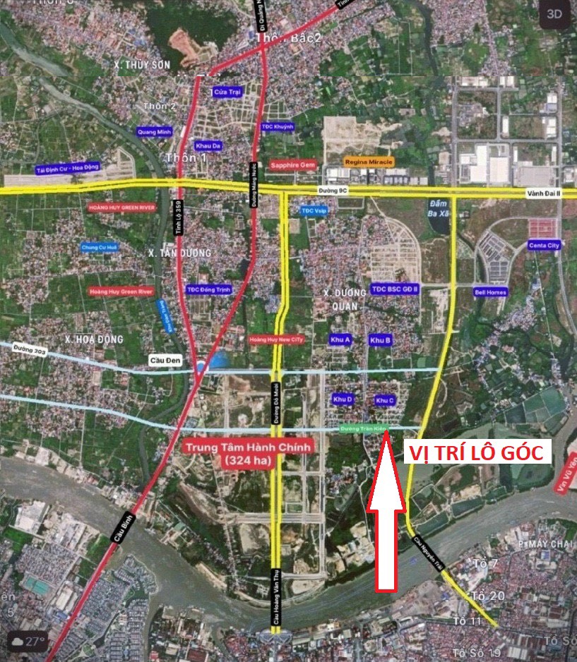 Bán siêu phẩm lô góc mặt đường Trần Kiên Tái Định Cư Bắc Sông Cấm khu C hàng siêu hiếm