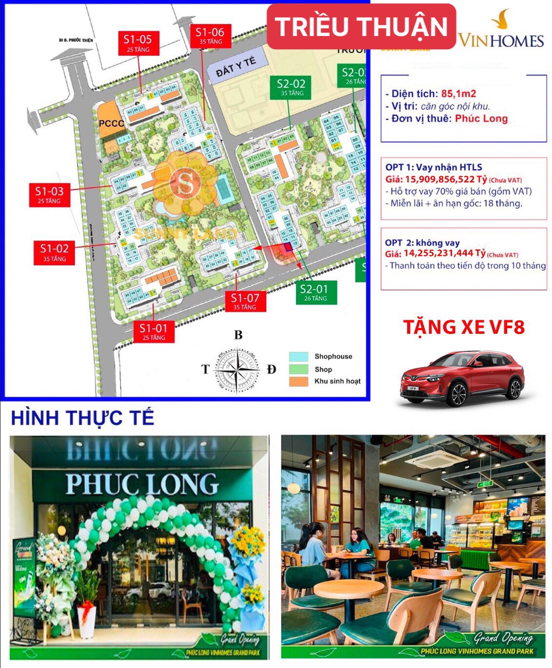 BÁN SHOPHOUSE Căn góc 2 mặt tiền VINHOMES GRAND PARK Giá: 14,255 tỷ CÓ SẴN HỢP ĐỒNG THUÊ 5-10 NĂM - DT: 85,1m2