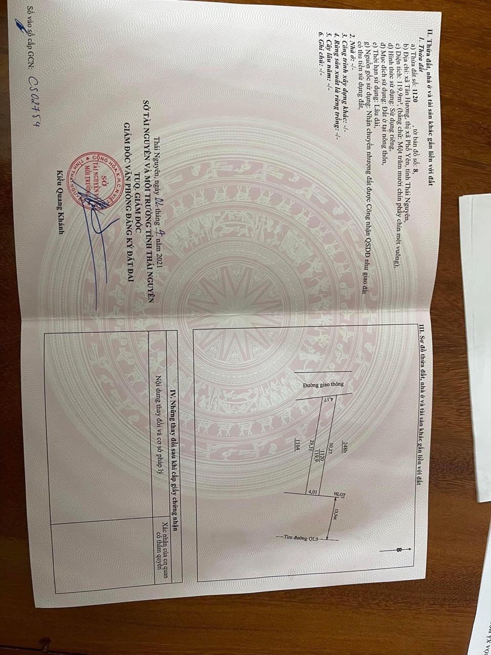 (CỰC HIẾM) Một lô duy nhất mặt đường QL3 kinh doanh sầm uất, diện tích 120m Full thổ cư MT 4m Ngay gần trung tâm TP phổ