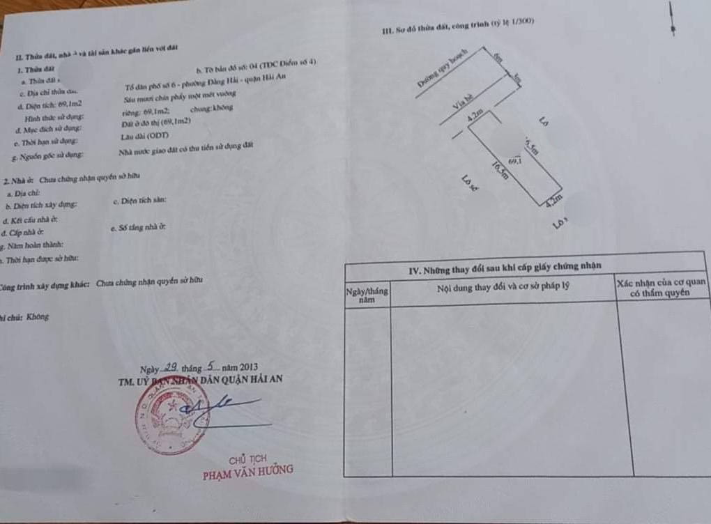 Bán lô đất tái định cư điểm 4 diện tích 64 M Mai Trung Thứ Lũng Đông Hải An