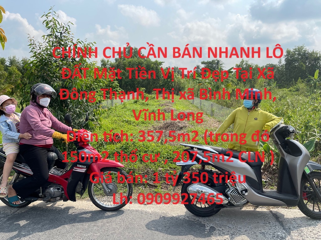 CHÍNH CHỦ CẦN BÁN NHANH LÔ ĐẤT Mặt Tiền Vị Trí Đẹp Tại Thị Xã Bình Minh, Vĩnh Long