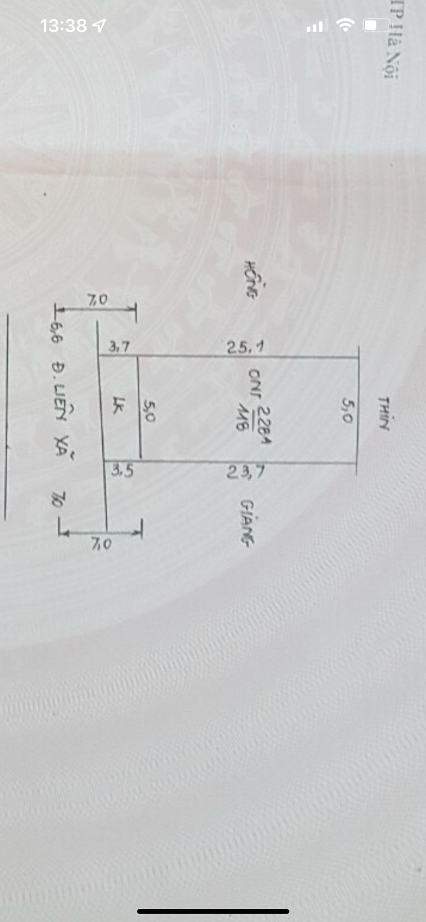 MẶT ĐƯỜNG LIÊN XÃ KINH DOANH SẤP MẶT SÁT NGAY QUẬN HÀ ĐÔNG - diện tích 118m đã trừ lưu không , mặt tiền 5m sổ vuông