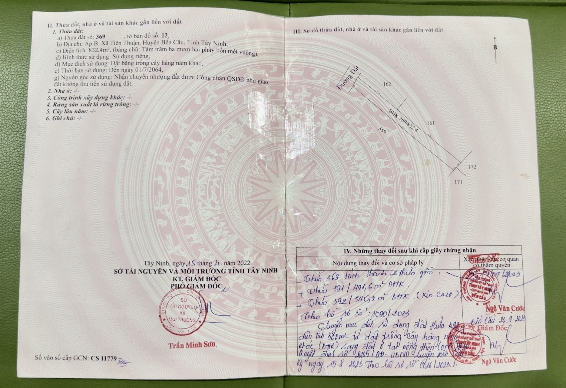 CHÍNH CHỦ BÁN GẤP LÔ ĐẤT Vị Trí Đẹp Tại Tiên Thuận, Bến Cầu, Tây Ninh