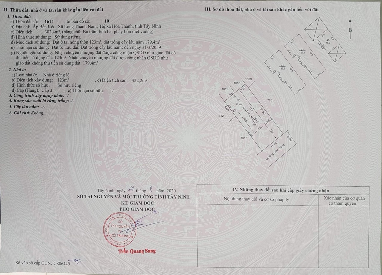 Bán nhà Tây Ninh thị xã Hòa Thành gần chợ Long Yên đường Quốc Lộ 22B (302m2) 2.750 tỷ