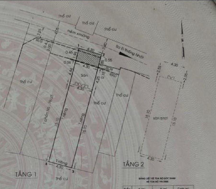 nhà bán,94m2,2tầng,hẻm 4m,4.5x23m2,thống nhất,gò vấp,giá:5,xt