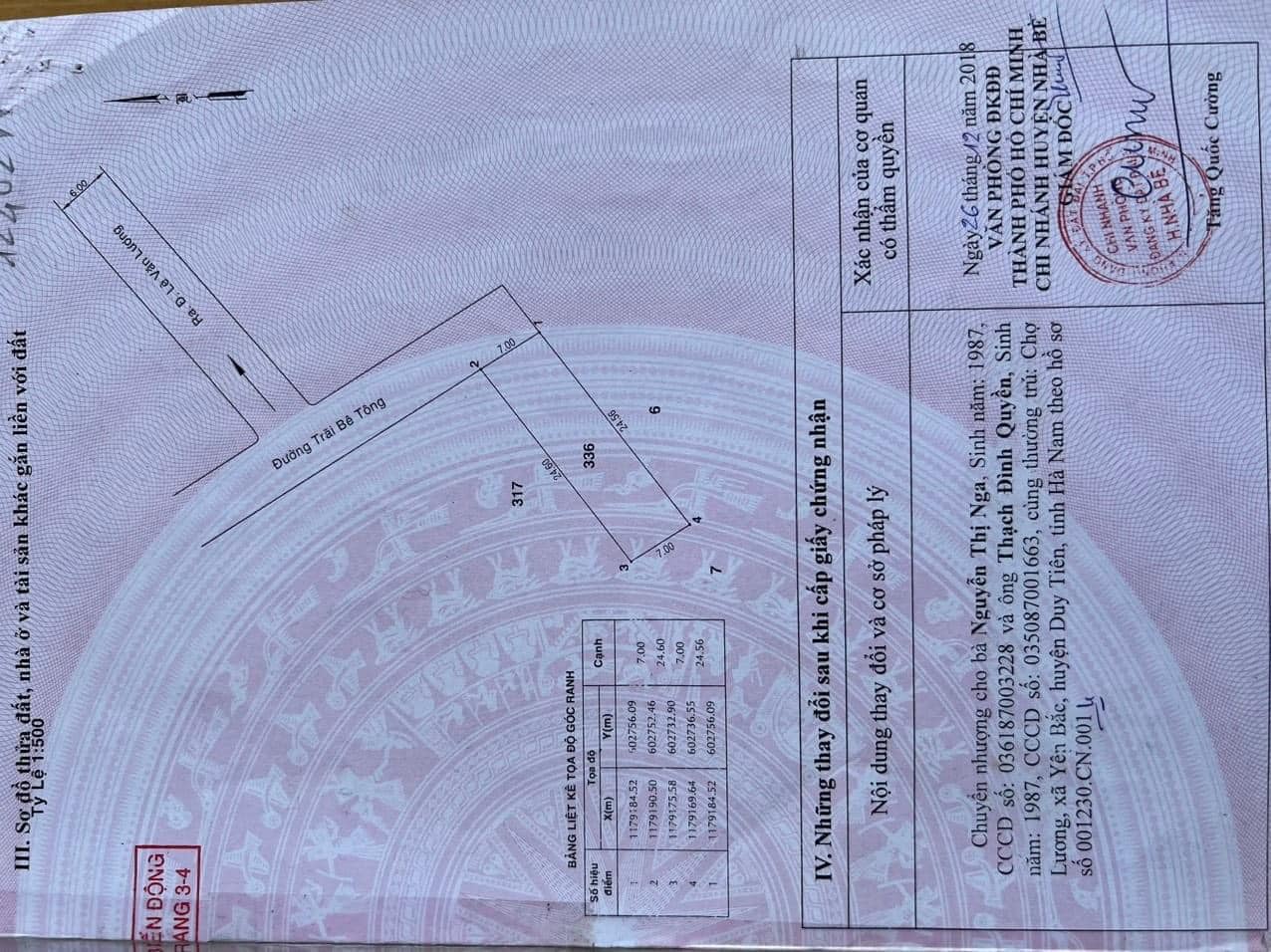 ĐẤT THỔ CƯ NGANG HIẾM - ĐƯỜNG BÊ TÔNG 6m Ô TÔ QUAY ĐẦU